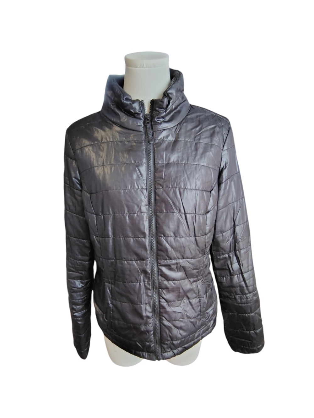 Aeropostale Black Lightweight Puffer Jacket W/ Embroidered Brand Logo Size Large